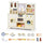 inQ Boutique - Beige Wooden Kids Play Kitchen with Rotatable Faucet & 14 Accessories,Pretend Cooking Set for Toddlers 3+