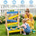 inQ Boutique - 3-in-1 Kids Sand Water Play Table, Fir Wood Outdoor Sensory Activity Table with Faucet & Accessories, Double Basin Play Toy for Toddlers Ages 3+