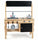 inQ Boutique - Natural Fir Wood Kids Outdoor Mud Kitchen Playset with Stainless Steel Sink & Stoves, Pretend Play Cooking Toy with Storage Hooks for Toddlers 3+