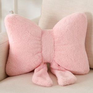 Bright Living - Bow Pillow Decorative Pillows Aesthetic Home Decor Soft Seat Cushions Cute Throw Pillow for Couch Bow Room Decor Pink 12 * 9inch