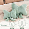 Bright Living - Sage Green Bow Pillow, Soft Bow Decorative Pillows with Faux Rabbit Fur, Cute 16'' Bow Throw Pillows, Aesthetic Home Decor Bow Shaped Plush Pillow for Bedroom Sofa Couch