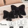 Bright Living - Black Bow Pillow, Soft Bow Decorative Pillows with Faux Rabbit Fur, Cute 16'' Bow Throw Pillows, Aesthetic Home Decor Bow Shaped Plush Pillow for Bedroom Sofa Couch