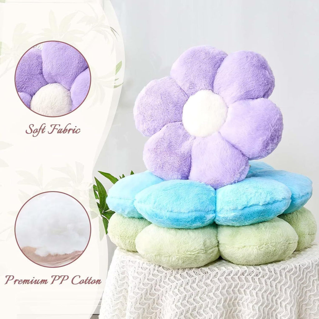 Bright Living - Lavender Flower Pillow, 17.7'' Flower Shaped Plush Decorative Throw Pillow for Bed