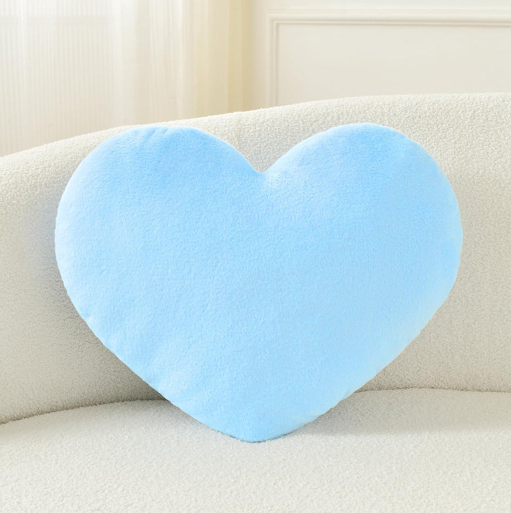 Bright Living - Heart Pillow Cute Fuzzy Pillows Throw Pillows for Bed Livingroom Home Decor Cushion Decorative Aesthetic Preppy Pillows Blue,Small 13''x10''