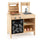 inQ Boutique - Natural Kids Wooden Barbecue Grill Playset with Chalkboard and Sink and Cabinet