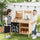 inQ Boutique - Natural Kids Wooden Barbecue Grill Playset with Chalkboard and Sink and Cabinet