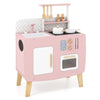 inQ Boutique - Wooden Kids Kitchen Playset with Cookware Accessories, Storage Cabinet & Hanging Hooks for Toddlers
