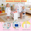 inQ Boutique - Wooden Kids Doctor Medical Station Playset, 93.98×54.61×99.06cm 27PCS Medical Tools with ECG Monitor for 3-6 Years, Pink+White
