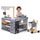 inQ Boutique - Gray Wooden Kids Supermarket Playset with Vending Machine, 90.17×78.74×104.14cm Grocery Store Toy with Shopping Cart for 3+