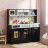 inQ Boutique - Kids Wooden Play Kitchen with Realistic Lights & Sounds, Pretend Ice Maker & Storage for Toddlers Age 3+ - Black