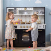 inQ Boutique - Kids Wooden Play Kitchen with Realistic Lights & Sounds, Pretend Ice Maker & Storage for Toddlers Age 3+ - Black