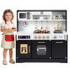 inQ Boutique - Kids Wooden Play Kitchen with Realistic Lights & Sounds, Pretend Ice Maker & Storage for Toddlers Age 3+ - Black