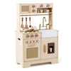 inQ Boutique - Kids Wooden Play Kitchen with Realistic Lights & Sounds, Pretend Ice Maker & Accessories for Toddlers