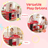 inQ Boutique - Red Wooden Kids Supermarket Playset with Vending Machine, 90.17×78.74×104.14cm Grocery Store Toy with Shopping Cart for 3+