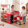 inQ Boutique - Red Wooden Kids Supermarket Playset with Vending Machine, 90.17×78.74×104.14cm Grocery Store Toy with Shopping Cart for 3+