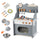 inQ Boutique - Gray Wooden Toddler Play Kitchen with Sink & Accessories, Safe Gift for Kids 3+