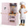 inQ Boutique - Pink Dual-Sided Kids Play Kitchen with Water Dispenser and Range Hood for 3+ Years Old