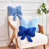 Bright Living - Navy Bow Pillow, Soft Bow Decorative Pillows with Faux Rabbit Fur, Cute 16'' Bow Throw Pillows, Aesthetic Home Decor Bow Shaped Plush Pillow for Bedroom Sofa Couch