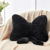 Bright Living - Black Bow Pillow,12'' Bow Decorative Pillows with Faux Rabbit Fur,Soft Bow Throw Pillows Aesthetic Bow Shaped Pillow for Bed Sofa Couch Home Decor