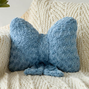 Bright Living - Bow Pillow, Decorative Bow Pillows with Soft Plush for Couch Bed, Bow Shaped Throw Pillow Room Decor for Bedroom, Bow Decorative Pillow for Living Room (Grey Blue, Large-16 Inches)