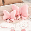 Bright Living - Pink Bow Pillow, Soft Bow Decorative Pillows with Faux Rabbit Fur, Cute 16'' Bow Throw Pillows, Aesthetic Home Decor Bow Shaped Plush Pillow for Bedroom Sofa Couch