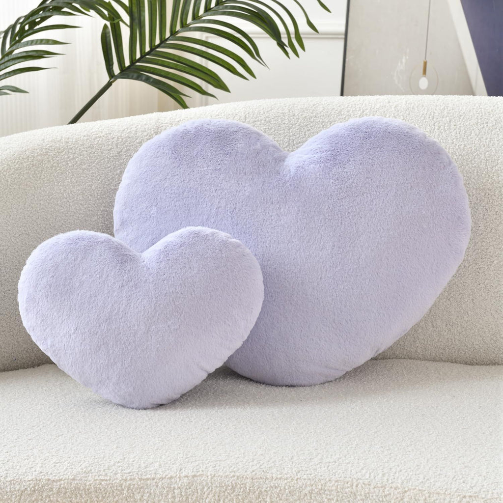 Bright Living - Heart Pillow Cute Fuzzy Pillows Throw Pillows for Bed Livingroom Home Decor Cushion Decorative Aesthetic Preppy Pillows Purple,Large 19''x15''