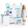 inQ Boutique - Wooden Kids Doctor Medical Station Playset, 93.98×54.61×99.06cm 27PCS Medical Tools with ECG Monitor for 3-6 Years, Blue + White