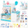 inQ Boutique - Wooden Kids Doctor Medical Station Playset, 93.98×54.61×99.06cm 27PCS Medical Tools with ECG Monitor for 3-6 Years, Blue + White