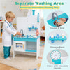 inQ Boutique - Wooden Kids Doctor Medical Station Playset, 93.98×54.61×99.06cm 27PCS Medical Tools with ECG Monitor for 3-6 Years, Blue + White
