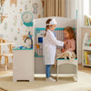 inQ Boutique - Wooden Kids Doctor Medical Station Playset, 93.98×54.61×99.06cm 27PCS Medical Tools with ECG Monitor for 3-6 Years, Blue + White