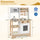 inQ Boutique - Kids Wooden Play Kitchen with 13 Accessories, Pretend Cooking Set with Chalkboard for 3+, White + Natural