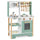 inQ Boutique - Kids Wooden Play Kitchen with 13 Accessories, Pretend Cooking Set with Chalkboard for 3+, Green+White