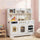 inQ Boutique - Kids Wooden Play Kitchen with Realistic Lights & Sounds, Pretend Ice Maker & Storage for Toddlers Age 3+ - White