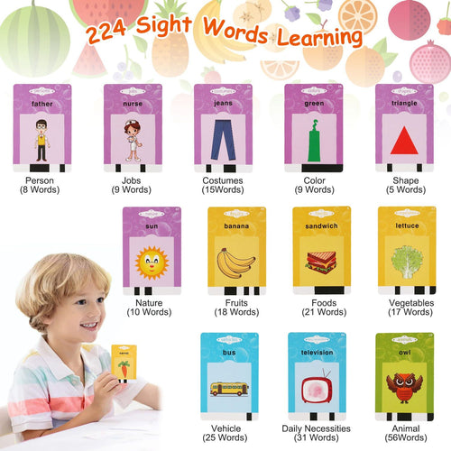 Eggracks by Global Phoenix - 224 Words Kid Flash Talking Cards 112 Card Electronic Cognitive Audio Toddler Reading Machine Animal Shape Color Repeated Learning Cards English For Child