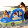 Eggracks by Global Phoenix - Baby Inflatable Pool Float Car Shaped Toddler Swimming Float Boat Pool Toy Infant Swim Ring Pool with Sun Protection Canopy for 1-3 Year-Old Kids Infant Toddlers