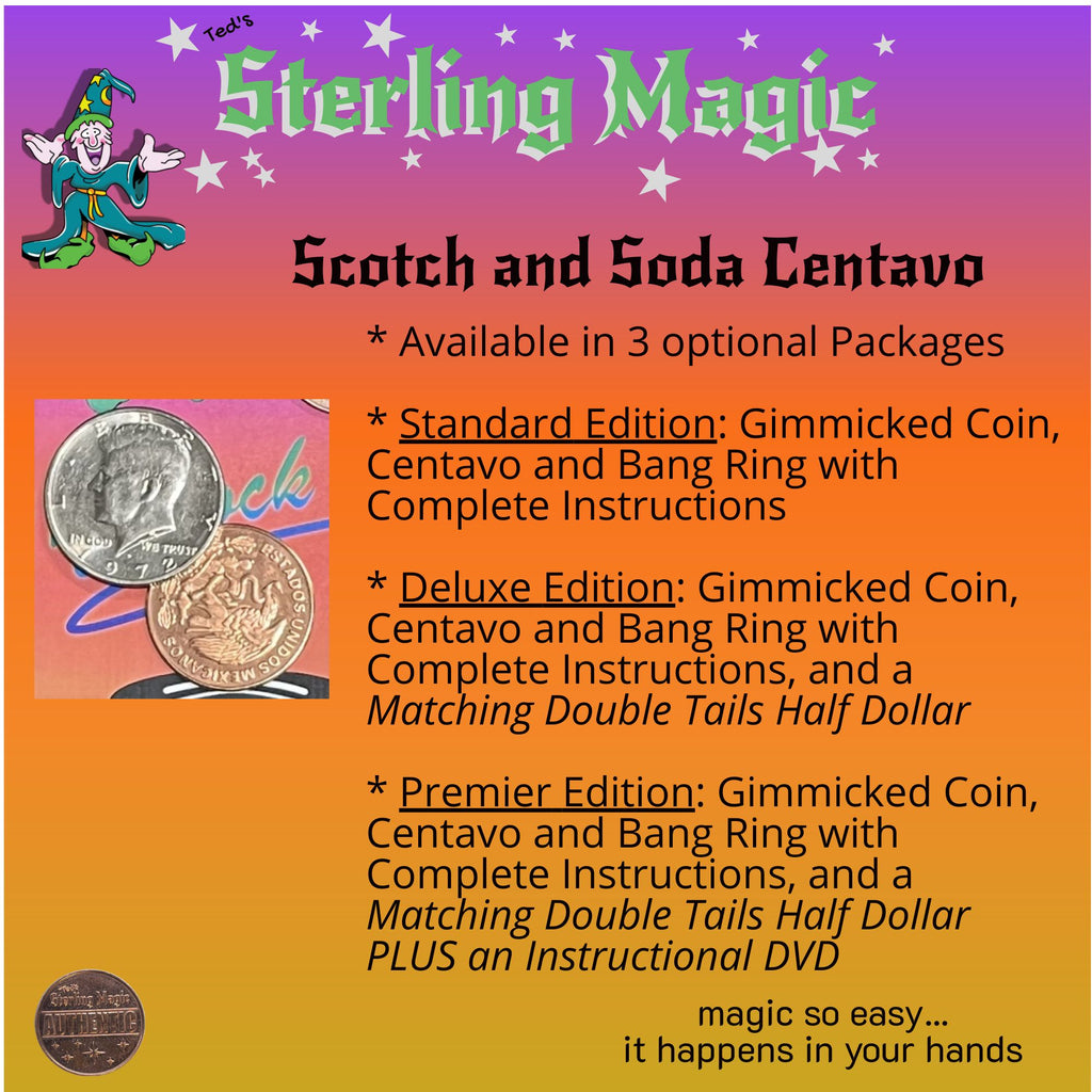 Sterling Magic, LLC - Ted's Sterling Magic Scotch and Soda Centavo Genuine US Half Dollar Coin Trick - Standard