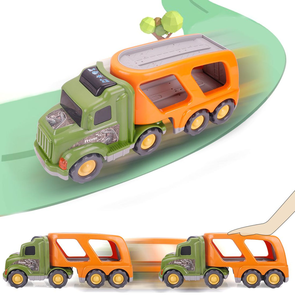 willsea - Toy Dinosaur for 2 3 4 Years Old Boys and Girls;  Car Transport Truck with Sound and Light;  6 Pack of 5'' Dinosaur Toys;  Educational Realistic Dinosaur Play Set