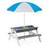 Yeah Depot - 3-in-1 Kids Outdoor Wooden Picnic Table With Umbrella, Convertible Sand & Wate, Gray ASTM & CPSIA CERTIFICATION