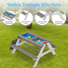 Yeah Depot - 3-in-1 Kids Outdoor Wooden Picnic Table With Umbrella, Convertible Sand & Wate, Gray ASTM & CPSIA CERTIFICATION