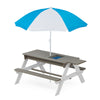 Yeah Depot - 3-in-1 Kids Outdoor Wooden Picnic Table With Umbrella, Convertible Sand & Wate, Gray ASTM & CPSIA CERTIFICATION