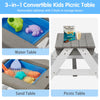 Yeah Depot - 3-in-1 Kids Outdoor Wooden Picnic Table With Umbrella, Convertible Sand & Wate, Gray ASTM & CPSIA CERTIFICATION