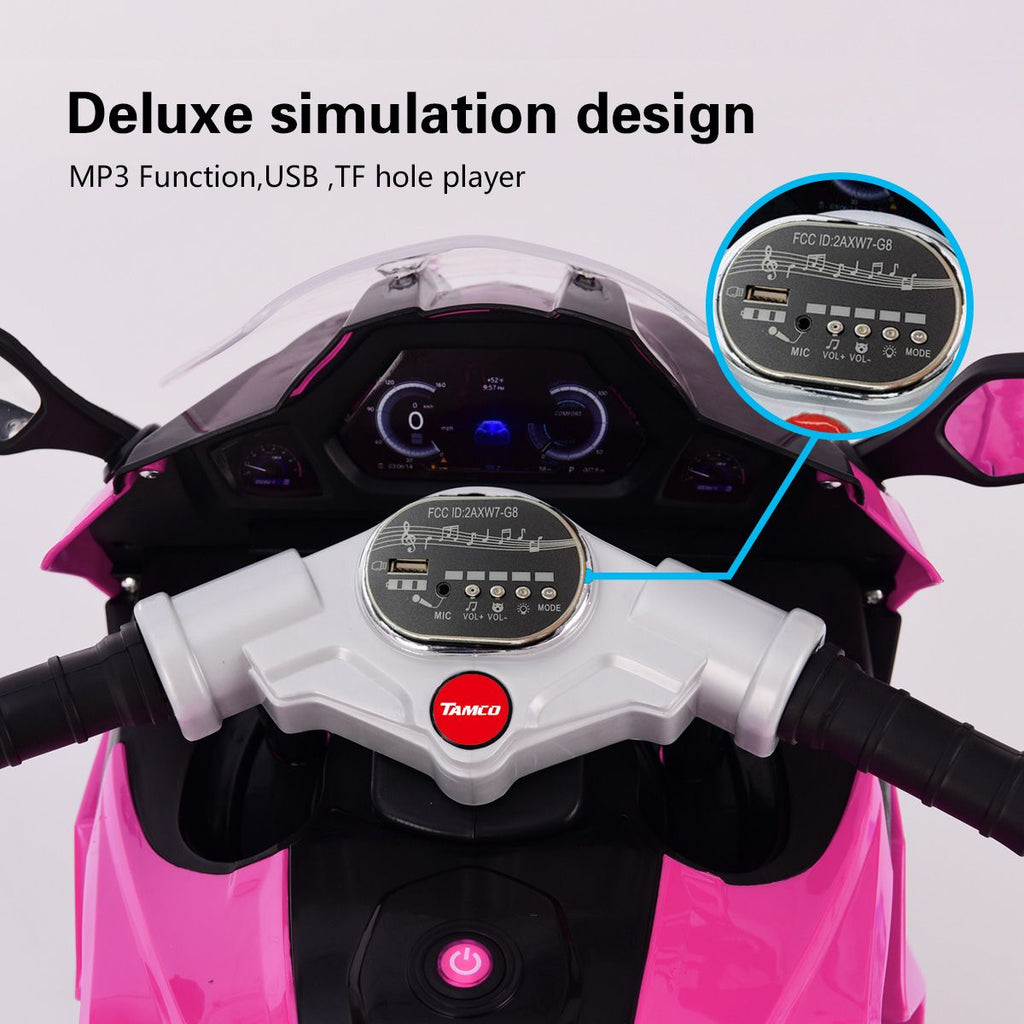 Yeah Depot - TAMCO 12V Kids Electric motorcycle/ ride on motorcycle,Girls Motorcycle, Children Battery Motor Bikes Rechargeable 3 Wheels Ride on Kids Electric Motorcycle with Light Wheels /electric ride on car