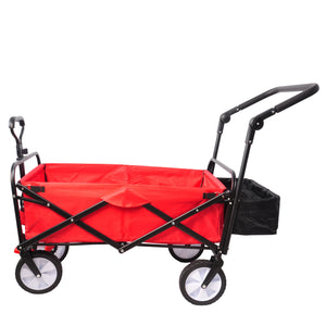 Yeah Depot - folding wagon Collapsible Outdoor Utility Wagon, Heavy Duty Folding Garden Portable Hand Cart, Drink Holder, Adjustable Handles