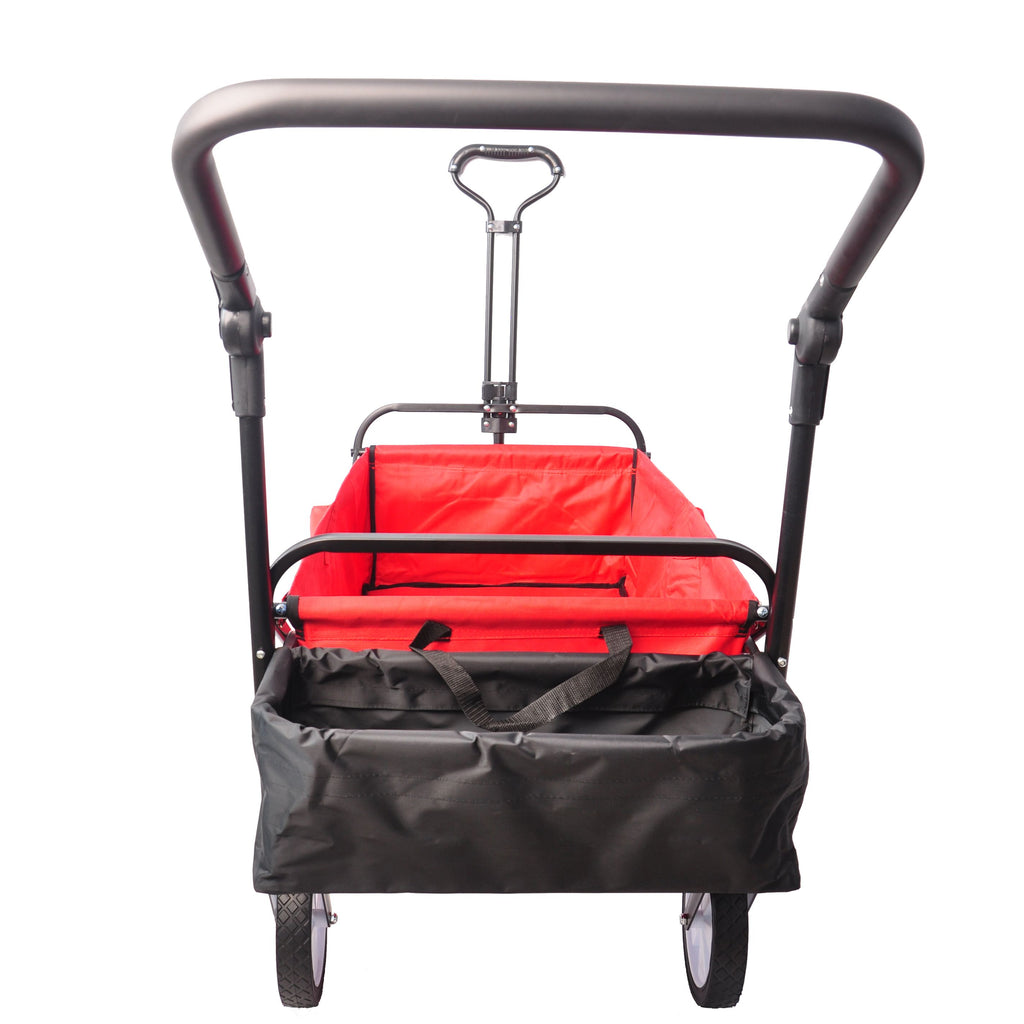 Yeah Depot - folding wagon Collapsible Outdoor Utility Wagon, Heavy Duty Folding Garden Portable Hand Cart, Drink Holder, Adjustable Handles