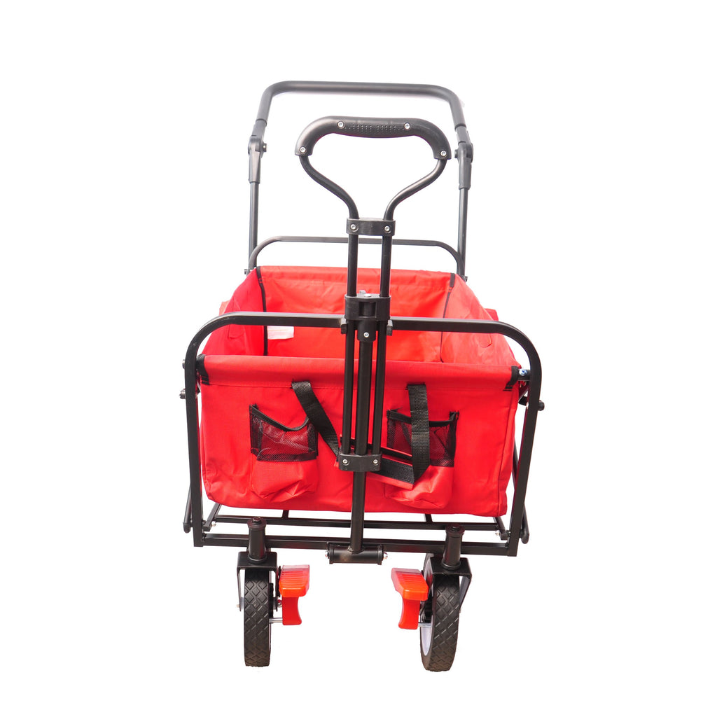 Yeah Depot - folding wagon Collapsible Outdoor Utility Wagon, Heavy Duty Folding Garden Portable Hand Cart, Drink Holder, Adjustable Handles
