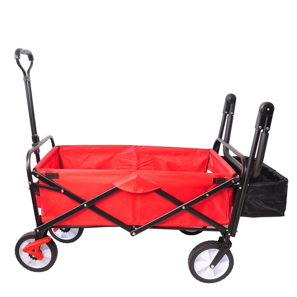Yeah Depot - folding wagon Collapsible Outdoor Utility Wagon, Heavy Duty Folding Garden Portable Hand Cart, Drink Holder, Adjustable Handles