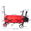 Yeah Depot - folding wagon Collapsible Outdoor Utility Wagon, Heavy Duty Folding Garden Portable Hand Cart, Drink Holder, Adjustable Handles