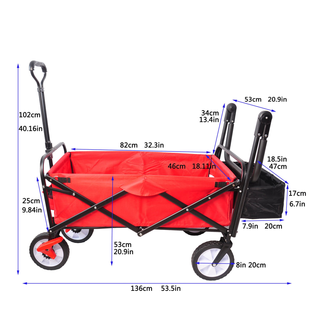 Yeah Depot - folding wagon Collapsible Outdoor Utility Wagon, Heavy Duty Folding Garden Portable Hand Cart, Drink Holder, Adjustable Handles
