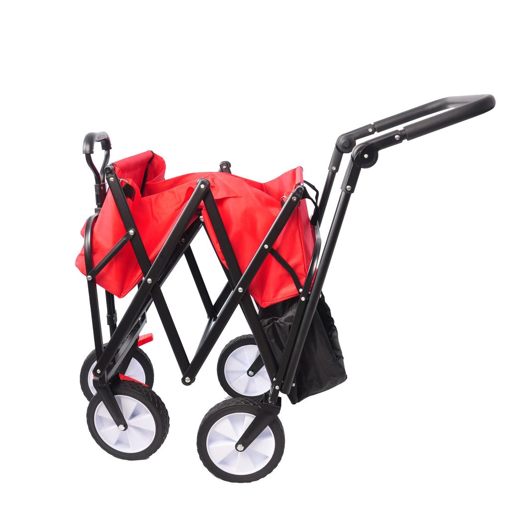 Yeah Depot - folding wagon Collapsible Outdoor Utility Wagon, Heavy Duty Folding Garden Portable Hand Cart, Drink Holder, Adjustable Handles