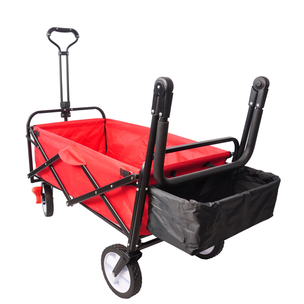 Yeah Depot - folding wagon Collapsible Outdoor Utility Wagon, Heavy Duty Folding Garden Portable Hand Cart, Drink Holder, Adjustable Handles